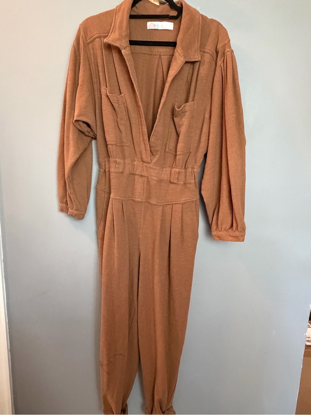 Free People Rust Brown Long Sleeve Quinn  Jumpsuit